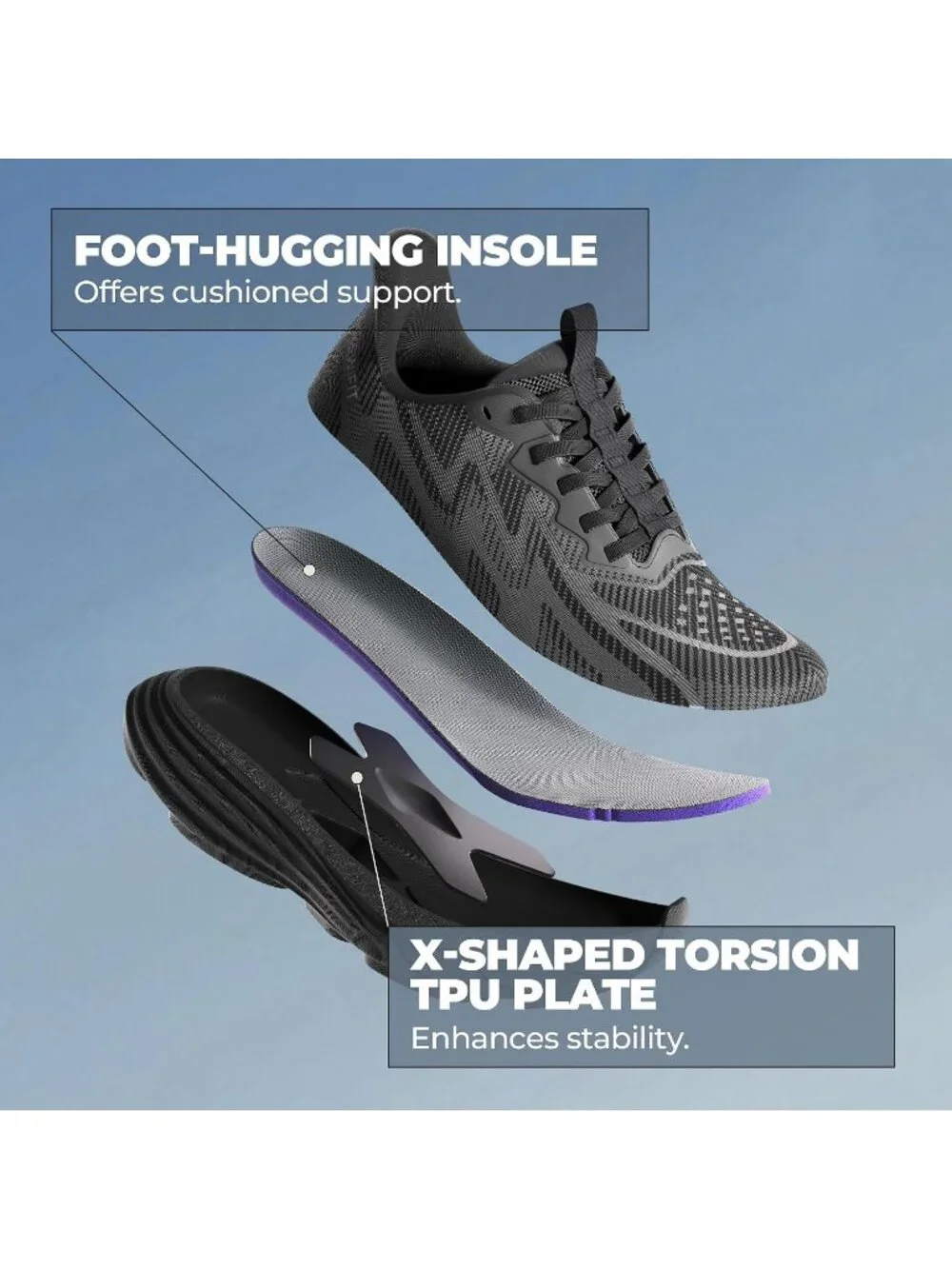 Women's Black Walking Shoes Slip On Pull On Round Toe Athletic Tennis Sneakers